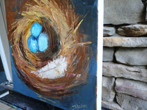 Original art for sale at UGallery.com | A Nest and a Feather by Judy Mackey | $675 | oil painting | 12' h x 12' w | thumbnail 2