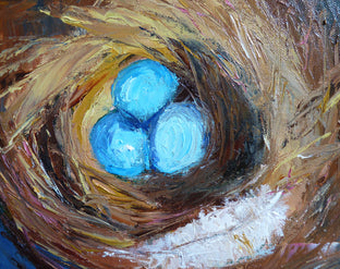 Original art for sale at UGallery.com | A Nest and a Feather by Judy Mackey | $675 | oil painting | 12' h x 12' w | photo 4