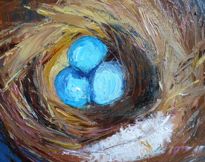 A Nest and a Feather by Judy Mackey |   Closeup View of Artwork 