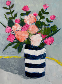 oil painting by Judy Mackey titled Navy Stripes