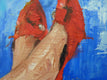 Original art for sale at UGallery.com | Red Kittens by Judy Mackey | $325 | oil painting | 10' h x 10' w | thumbnail 4