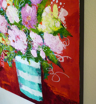 Original art for sale at UGallery.com | Striped Vase by Judy Mackey | $1,050 | oil painting | 24' h x 24' w | photo 2