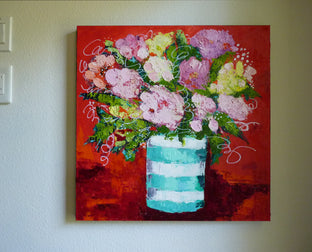 Original art for sale at UGallery.com | Striped Vase by Judy Mackey | $1,050 | oil painting | 24' h x 24' w | photo 3