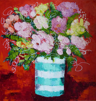 Original art for sale at UGallery.com | Striped Vase by Judy Mackey | $1,050 | oil painting | 24' h x 24' w | photo 1