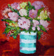 Original art for sale at UGallery.com | Striped Vase by Judy Mackey | $1,050 | oil painting | 24' h x 24' w | thumbnail 1