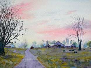 Original art for sale at UGallery.com | A Brush of Pink by Judy Mudd | $1,075 | watercolor painting | 13.25' h x 17.25' w | photo 1