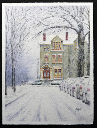 Original art for sale at UGallery.com | A Cozy Snow Day by Judy Mudd | $825 | watercolor painting | 15' h x 11' w | photo 3