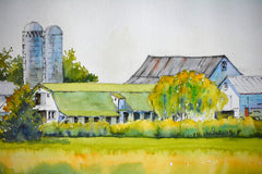 Original art for sale at UGallery.com | Green Fields by Judy Mudd | $1,000 | watercolor painting | 12' h x 17.75' w | thumbnail 4
