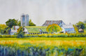 Original art for sale at UGallery.com | Green Fields by Judy Mudd | $1,000 | watercolor painting | 12' h x 17.75' w | thumbnail 1