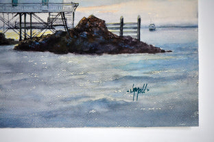 Original art for sale at UGallery.com | Thomas Point Shoal Lighthouse by Judy Mudd | $1,225 | watercolor painting | 14' h x 20' w | photo 2