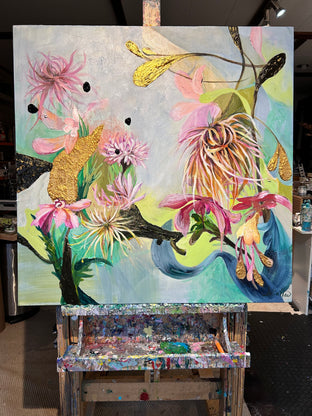 Original art for sale at UGallery.com | Floral Dance by Julia Hacker | $3,325 | acrylic painting | 34' h x 34' w | photo 3