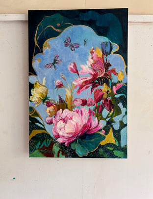 Original art for sale at UGallery.com | Flowers are Forever by Julia Hacker | $2,750 | mixed media artwork | 36' h x 24' w | photo 2