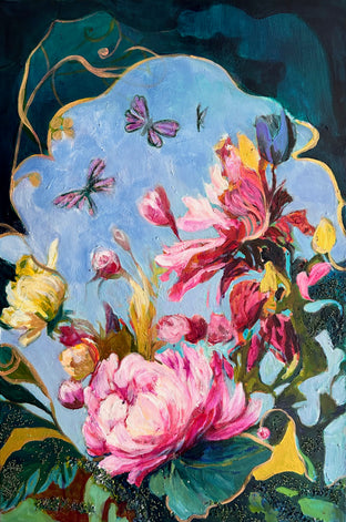 Original art for sale at UGallery.com | Flowers are Forever by Julia Hacker | $2,750 | mixed media artwork | 36' h x 24' w | photo 1