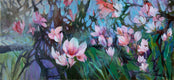 Original art for sale at UGallery.com | In Full Bloom by Julia Hacker | $3,850 | acrylic painting | 26' h x 52' w | thumbnail 1