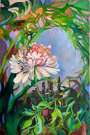 Original art for sale at UGallery.com | Urban landscape by Julia Hacker | $2,750 | oil painting | 36' h x 24' w | photo 1