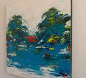 Original art for sale at UGallery.com | Lakefront by Kajal Zaveri | $3,000 | oil painting | 36' h x 36' w | thumbnail 2