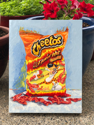 Original art for sale at UGallery.com | Hot Cheetos by Karen Barton | $650 | oil painting | 14' h x 11' w | photo 3