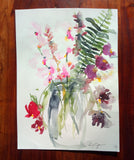 Original art for sale at UGallery.com | Simple Flower Vase by Karin Johannesson | $275 | watercolor painting | 15.5' h x 11' w | thumbnail 2