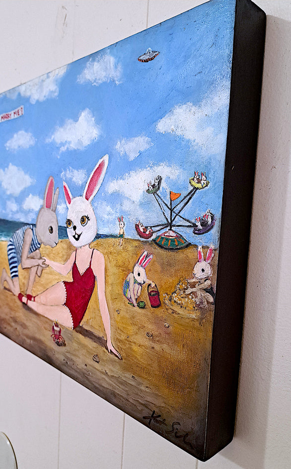 Beach Proposal by Kat Silver |  Side View of Artwork 