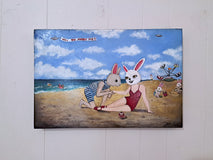 Original art for sale at UGallery.com | Beach Proposal by Kat Silver | $575 | oil painting | 12' h x 18' w | thumbnail 3