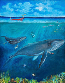 oil painting by Kat Silver titled Diving Deep
