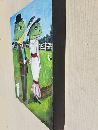 Frog Couple by Kat Silver |  Side View of Artwork 