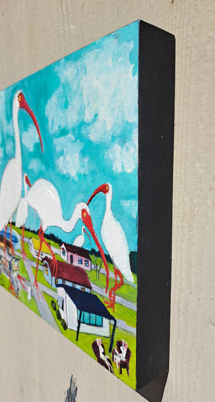 Ibis Invasion by Kat Silver |  Side View of Artwork 