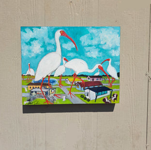 Ibis Invasion by Kat Silver |   Closeup View of Artwork 