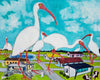 Original art for sale at UGallery.com | Ibis Invasion by Kat Silver | $675 | oil painting | 11' h x 14' w | thumbnail 1