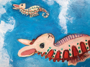 Sea Horse Bunnies by Kat Silver |   Closeup View of Artwork 