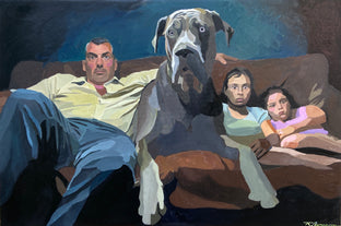 Original art for sale at UGallery.com | Movie Night by Keith Thomson | $1,500 | mixed media artwork | 16' h x 24' w | photo 1