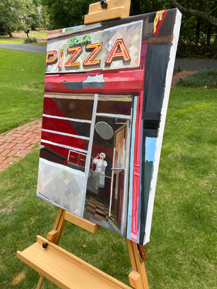 Original art for sale at UGallery.com | Pie Man by Keith Thomson | $1,500 | mixed media artwork | 24' h x 16' w | photo 2