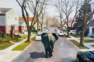 Original art for sale at UGallery.com | Sunday in the Burb by Keith Thomson | $1,000 | mixed media artwork | 16' h x 24' w | photo 1