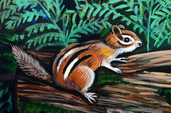 Original art for sale at UGallery.com | Chipmunks by Kira Yustak | $975 | acrylic painting | 22' h x 28' w | thumbnail 4