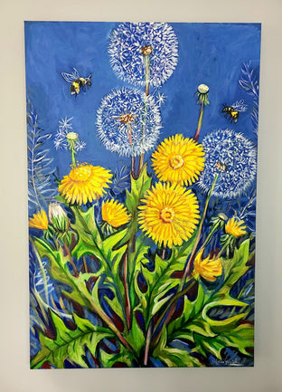 Original art for sale at UGallery.com | Dandelions by Kira Yustak | $1,175 | acrylic painting | 30' h x 20' w | photo 3