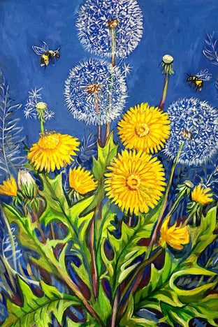 Original art for sale at UGallery.com | Dandelions by Kira Yustak | $1,175 | acrylic painting | 30' h x 20' w | photo 4