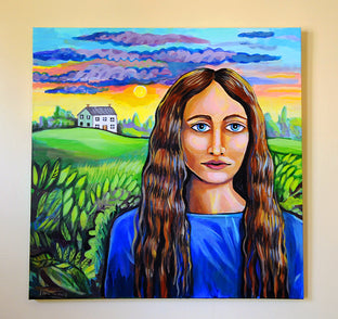Original art for sale at UGallery.com | House on the Hill by Kira Yustak | $1,000 | acrylic painting | 24' h x 24' w | photo 3