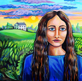 Original art for sale at UGallery.com | House on the Hill by Kira Yustak | $1,000 | acrylic painting | 24' h x 24' w | photo 1