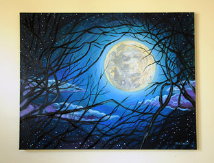 Original art for sale at UGallery.com | Moonlight by Kira Yustak | $825 | acrylic painting | 22' h x 28' w | photo 3