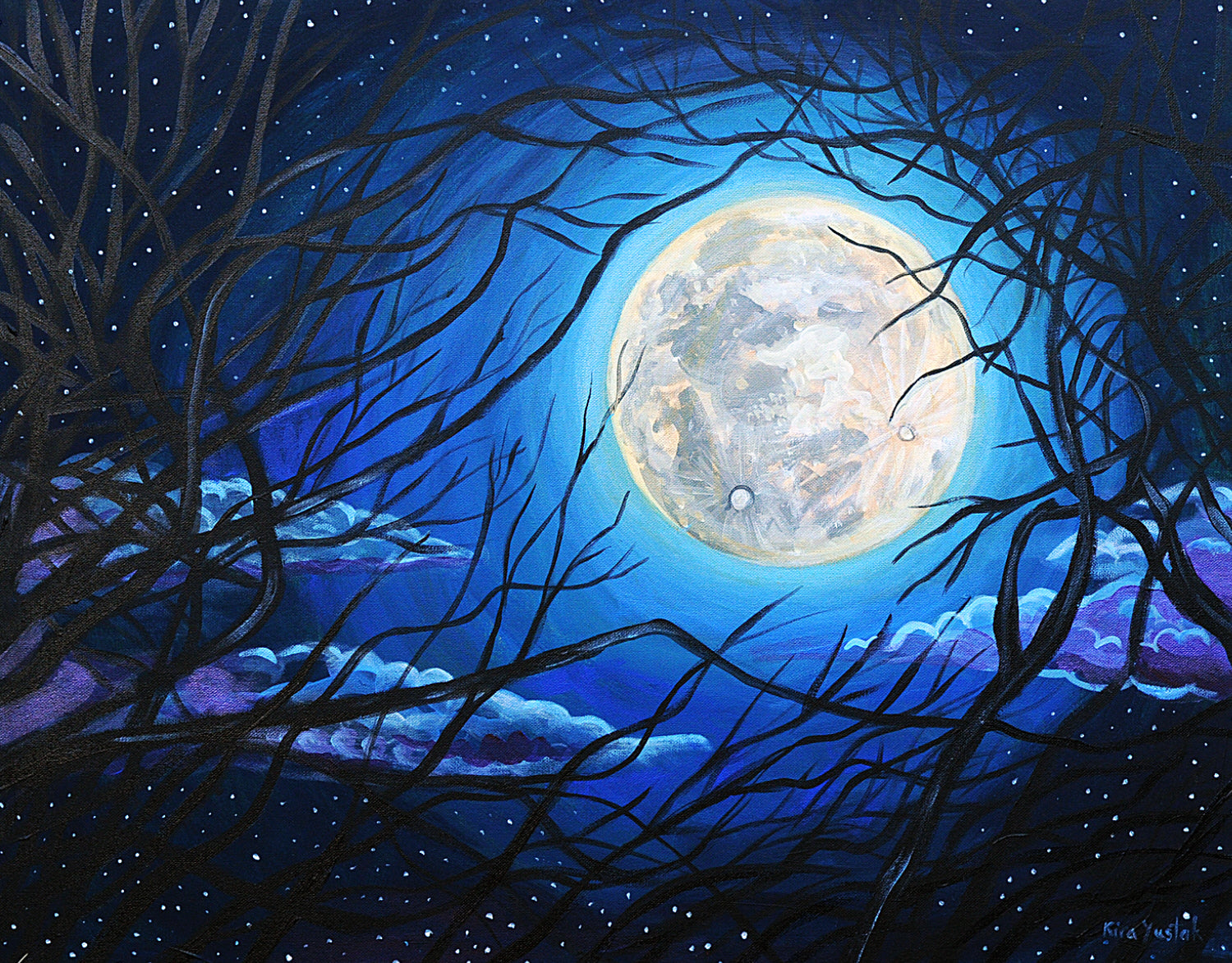 風景画「moonlight」painterTMK本人出品 油絵 月光 一点もの