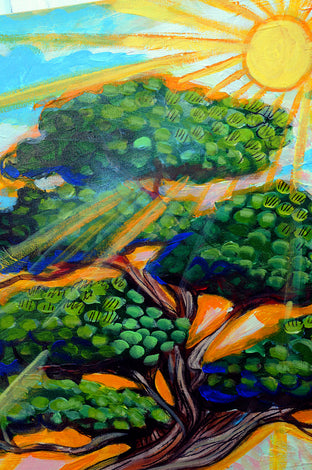 Original art for sale at UGallery.com | Morning Sun Bonsai by Kira Yustak | $975 | acrylic painting | 28' h x 22' w | photo 4