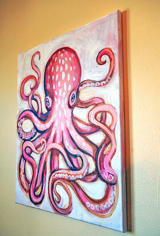 Original art for sale at UGallery.com | Pale Octopus by Kira Yustak | $750 | acrylic painting | 20' h x 16' w | photo 2