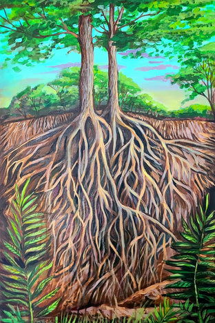 Original art for sale at UGallery.com | Root System by Kira Yustak | $1,050 | acrylic painting | 36' h x 24' w | photo 1