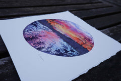 Original art for sale at UGallery.com | Lake at Dusk by Kristen Brown | $325 | watercolor painting | 8.62' h x 8.12' w | thumbnail 2