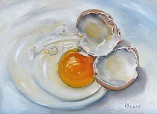 Original art for sale at UGallery.com | Cracked Brown Egg by Kristine Kainer | $675 | oil painting | 9' h x 12' w | photo 1