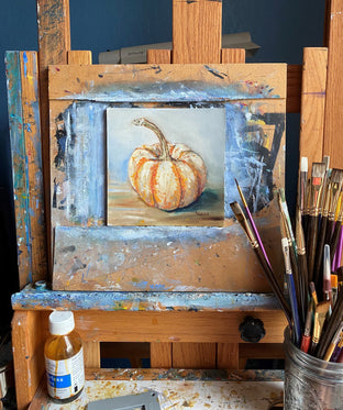 Miniature Tiger Stripe Pumpkin by Kristine Kainer |  Context View of Artwork 