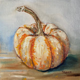 Original art for sale at UGallery.com | Miniature Tiger Stripe Pumpkin by Kristine Kainer | $253.40 | oil painting | 6' h x 6' w | thumbnail 1