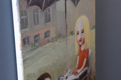 Original art for sale at UGallery.com | Girl Selling Paintings by Krzysztof Iwin | $1,550 | acrylic painting | 15.7' h x 11.8' w | thumbnail 2