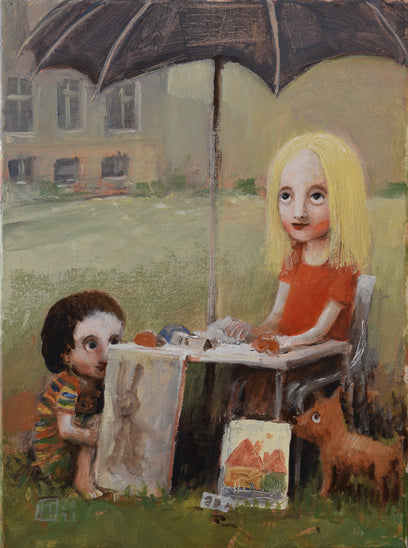 Girl Selling Paintings by Krzysztof Iwin | Artwork Main Image