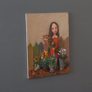 Original art for sale at UGallery.com | Little Florist by Krzysztof Iwin | $1,650 | acrylic painting | 15.7' h x 11.8' w | photo 3